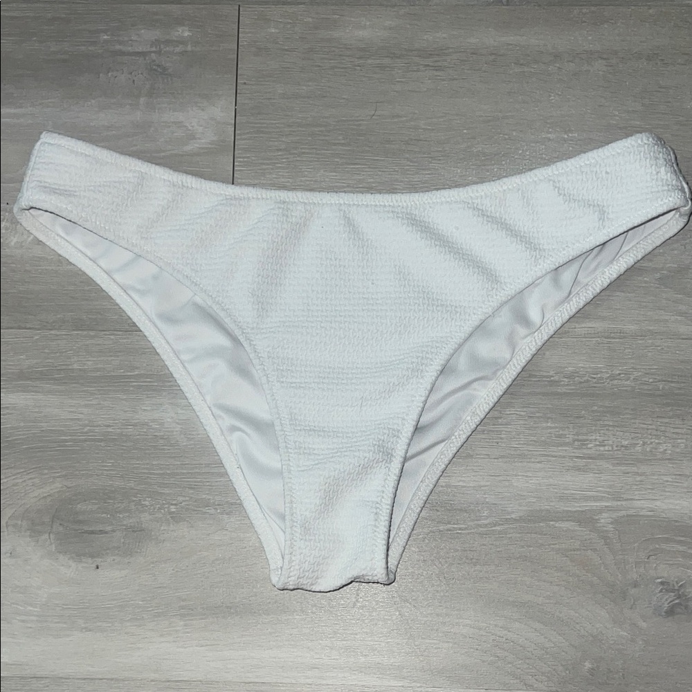 Women's White Textured Bikini Bottom - Classic Swim